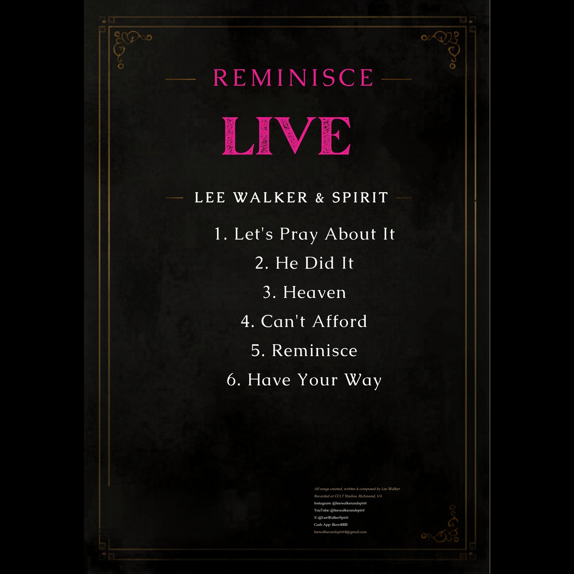 Reminisce Live — Back Cover